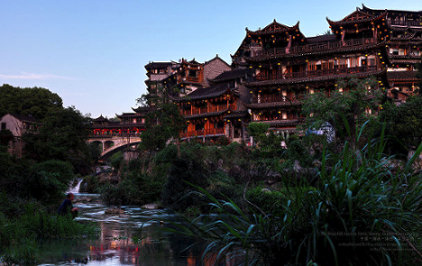 The Furong Ancient Town at Dawn